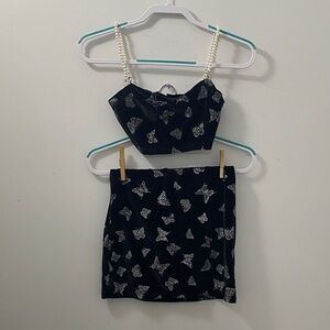 Butterfly Print Mini Skirt Set
